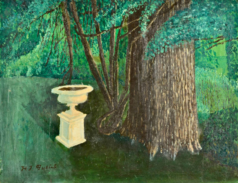 Bird Bath and Tree