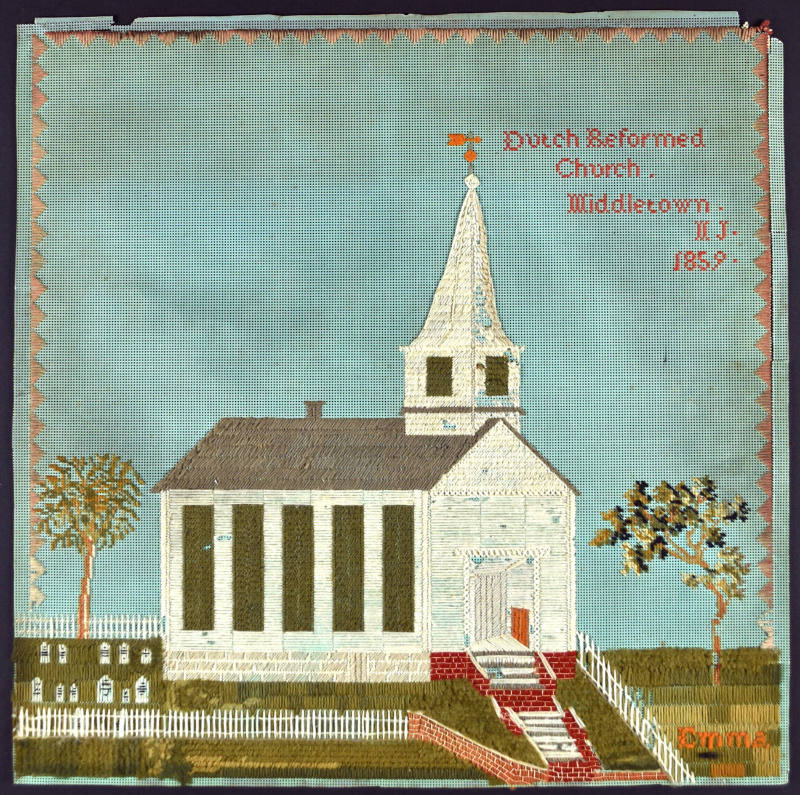 Embroidered Picture - Dutch Reformed Church, Middletown, New Jersey